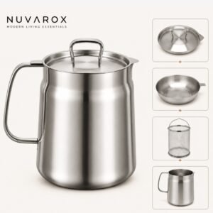 NUVAROX 304 Stainless Steel Deep Fryer Pot Set with Basket & Strainer