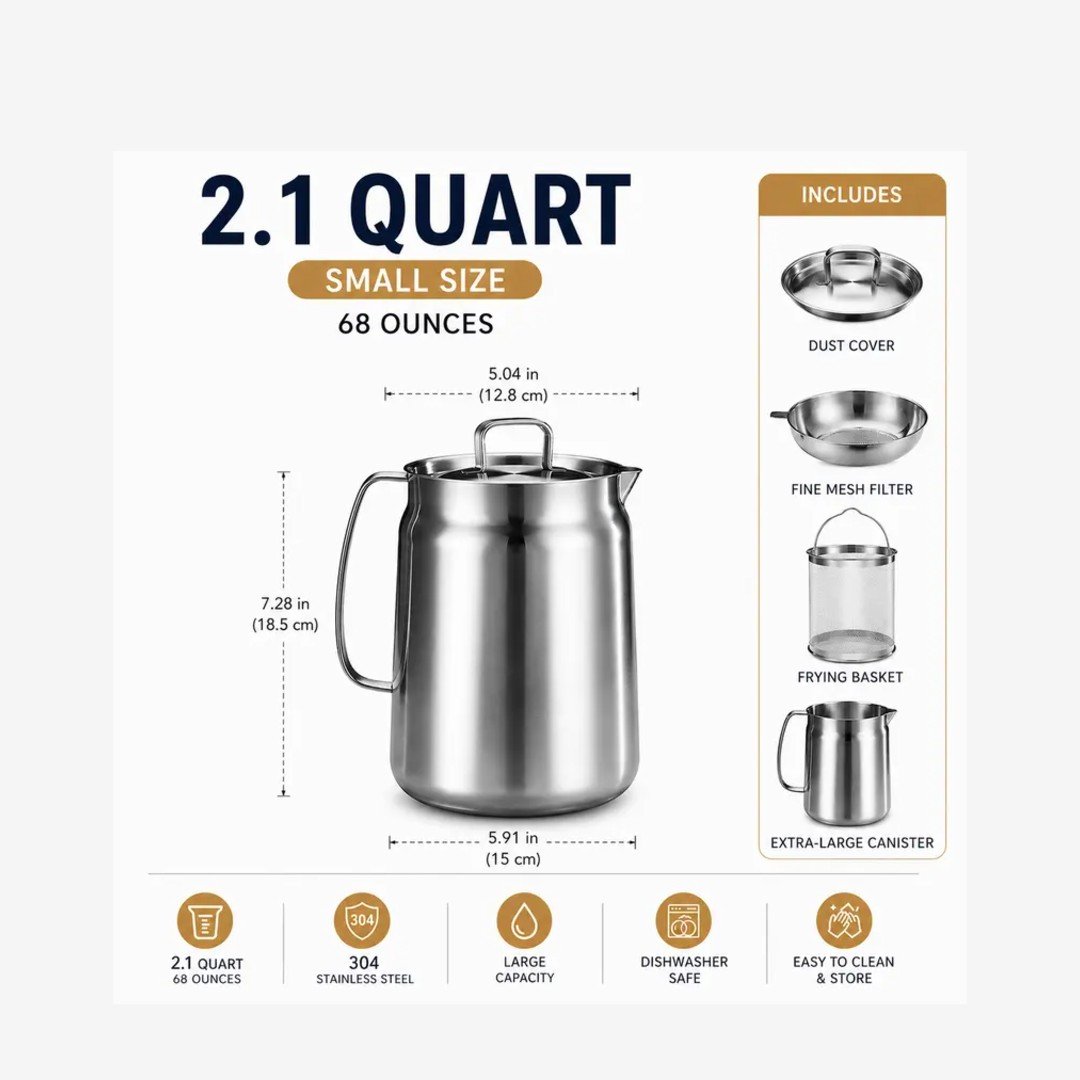 NUVAROX 304 Stainless Steel Deep Fryer Pot Set with Basket & Strainer - Image 8
